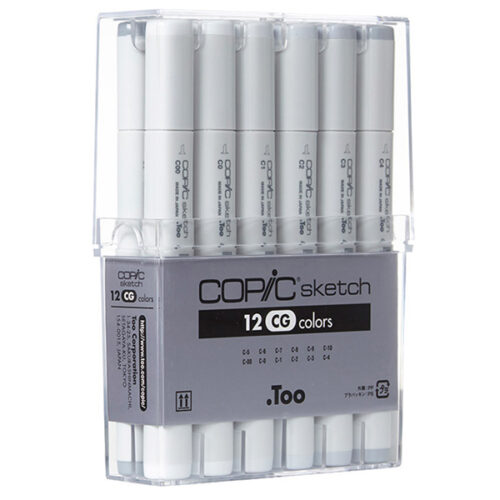 12pc Assorted Copic Sketch Marker Set Cool Grey