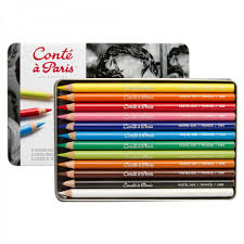 12pc Conte Pastel Pencil Tin